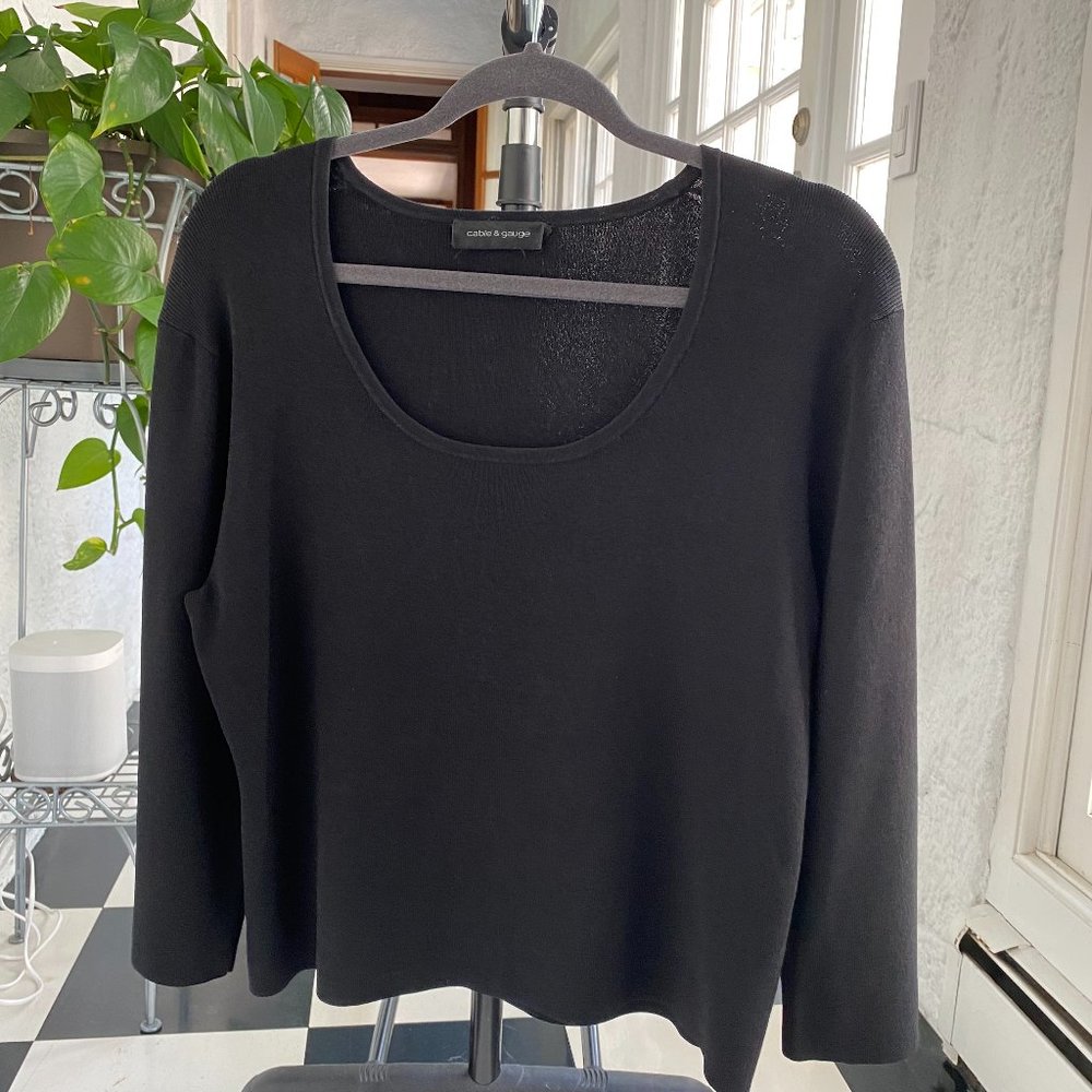 Cable & Gauge Long Sleeve Black Knitwear Women's Top from the Dolly Collection